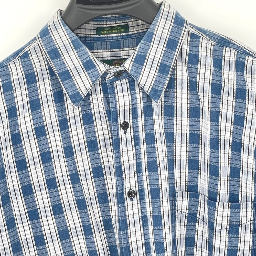 Club Room Mens‎ XL Blue Plaid Heavy Weight Long Sleeve Button Down Casual Shirt